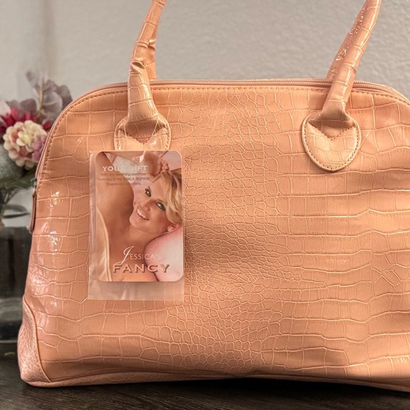 Jessica Simpson Peach Crocodile-Pattern Satchel - Picture 2 of 12